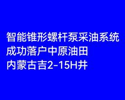 智能锥形螺杆泵采油系统 成功落户中原油田 内蒙古吉2-15H井